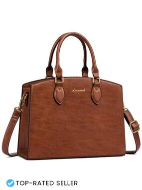 PU Leather Satchel Handbag Medium Vintage Shoulder Tote Crossbody